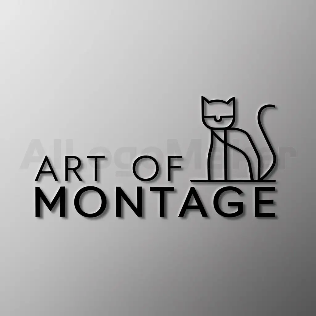 LOGO-Design-For-Art-of-Montage-Minimalistic-Cat-Symbol-on-Clear-Background
