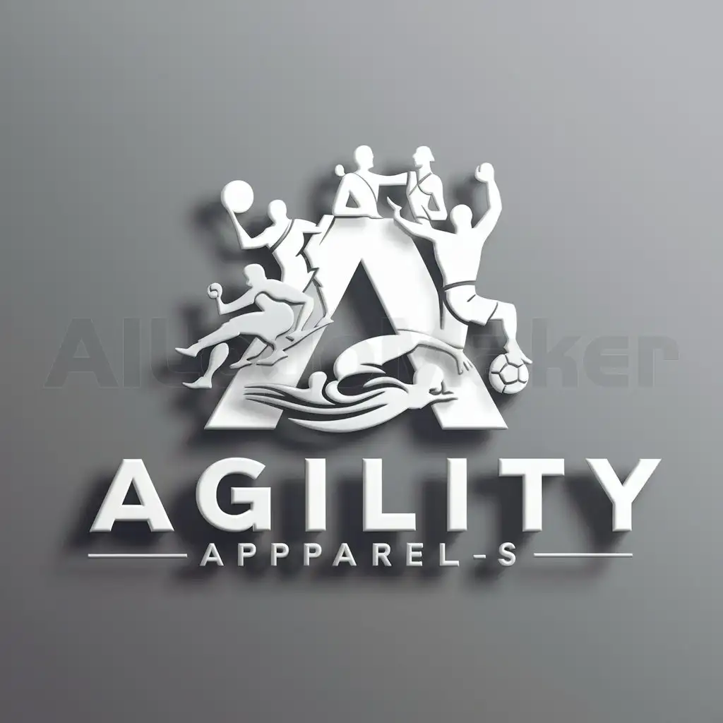 a logo design,with the text 'Agility Apparels', main symbol: Letter A made of Sportsmen