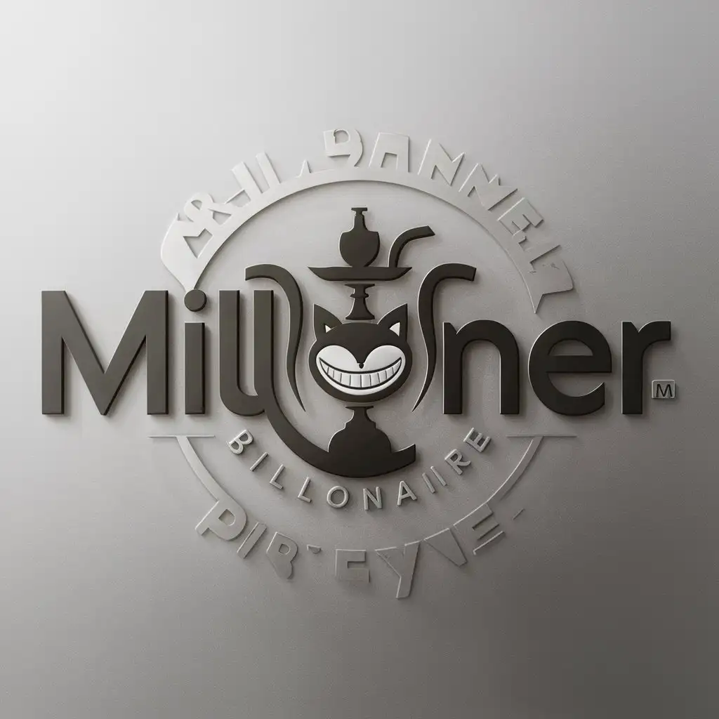 a logo design,with the text 'Millianer', main symbol:hookah chekiladigan joy uchun logo allow give like billionaire imaginer,Moderate,clear background