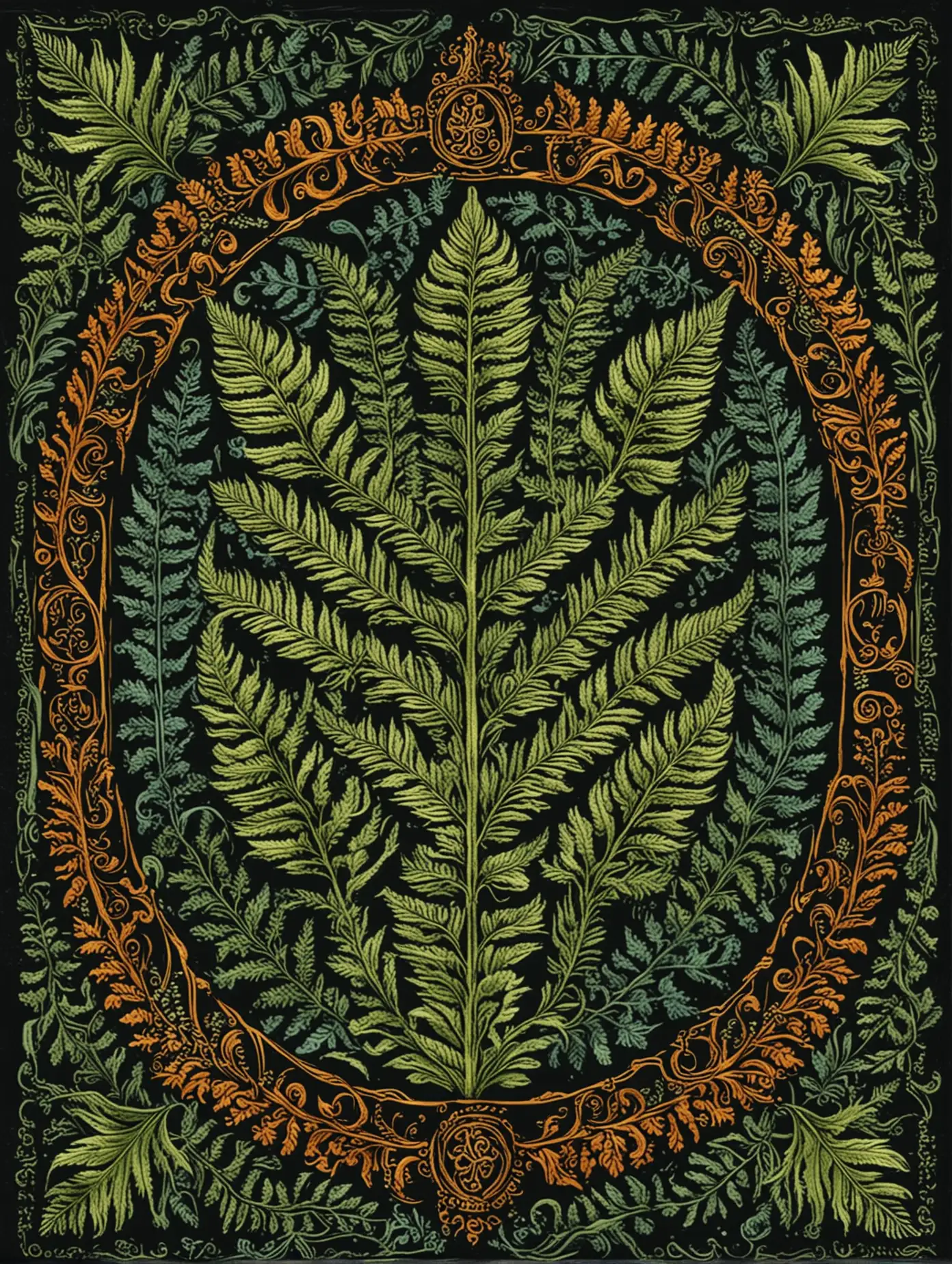 Slavic-Style-Color-Fern-Tarot-Card-Ornament-with-Symmetrical-Design