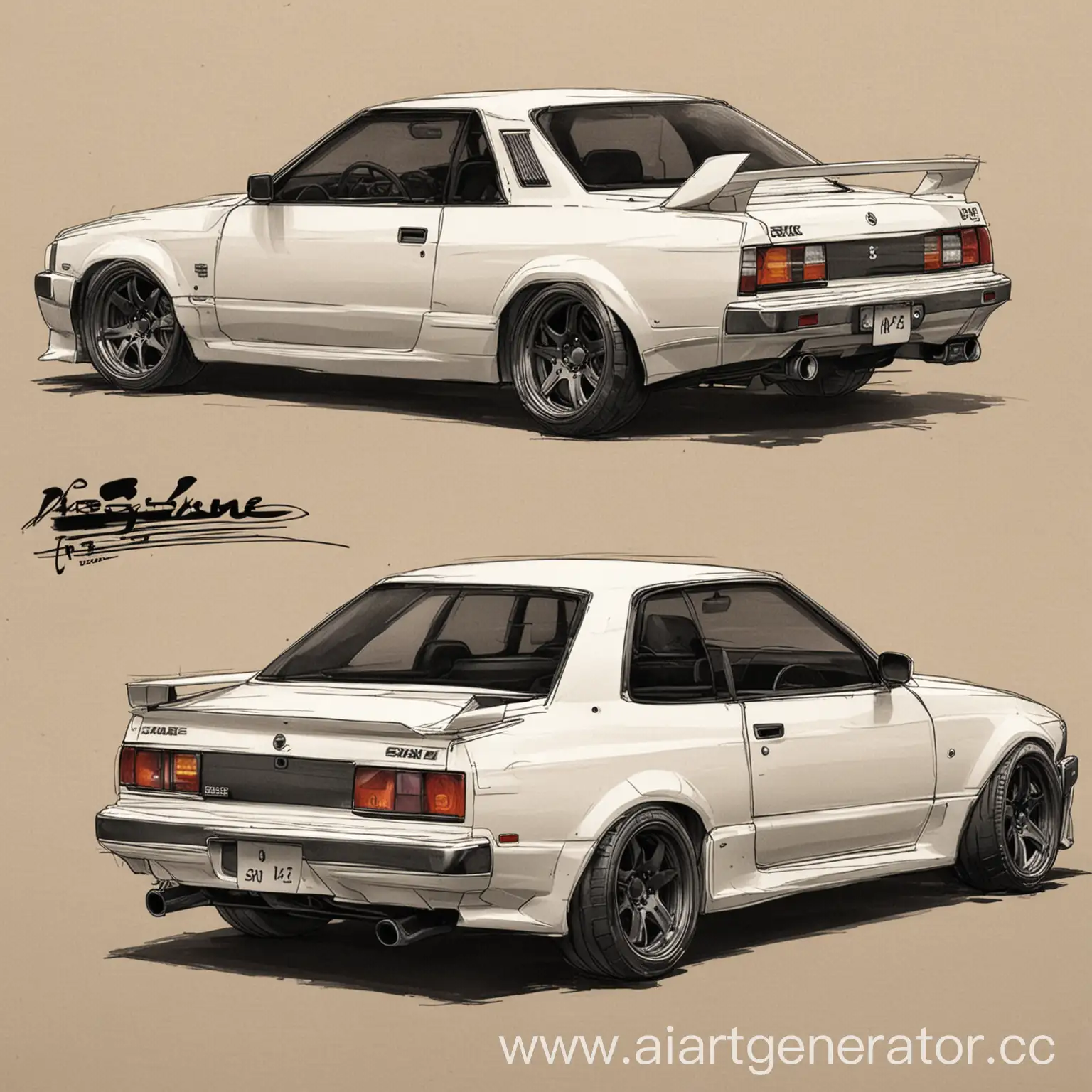 Sketch-of-Nissan-Skyline-R31-from-Rear-View
