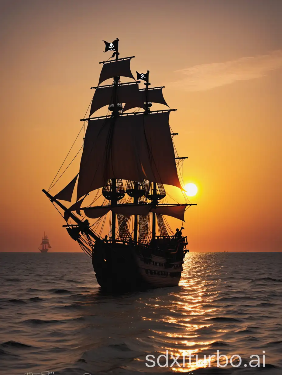 Sunset-Pirate-Ship-in-the-Bay