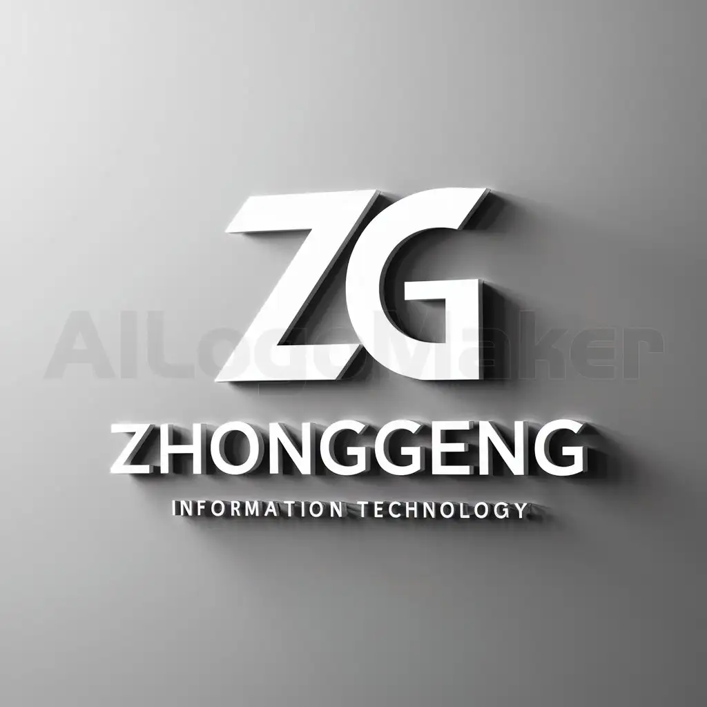 a logo design,with the text "Zhonggeng Information Technology", main symbol:ZG,Minimalistic,be used in Internet industry,clear background