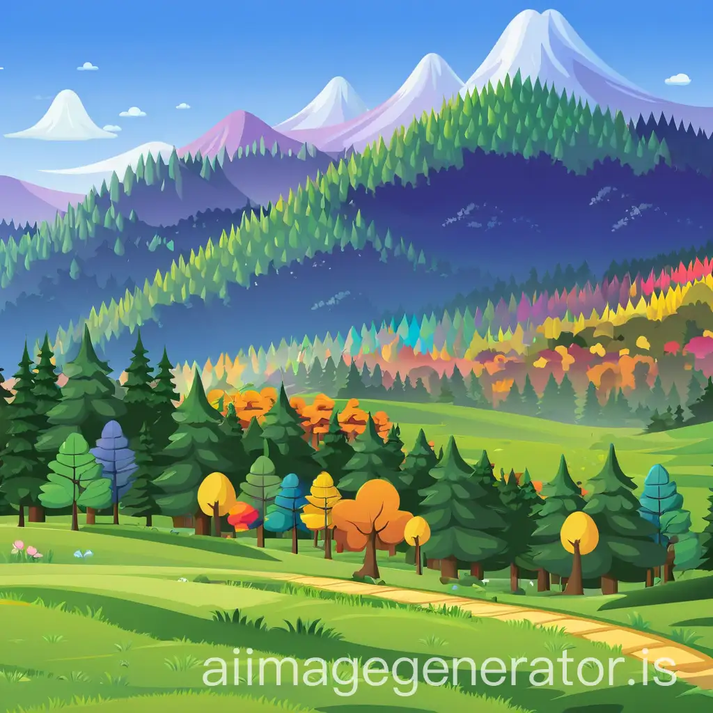 Forest colorful cartoon 