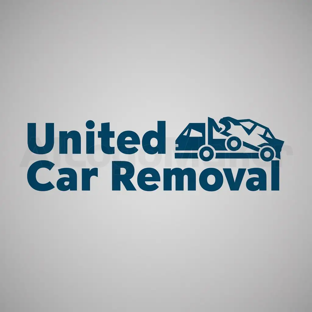 a logo design,with the text "United car removal", main symbol:A truck wreck a car,Moderate,be used in car removals industry,clear background