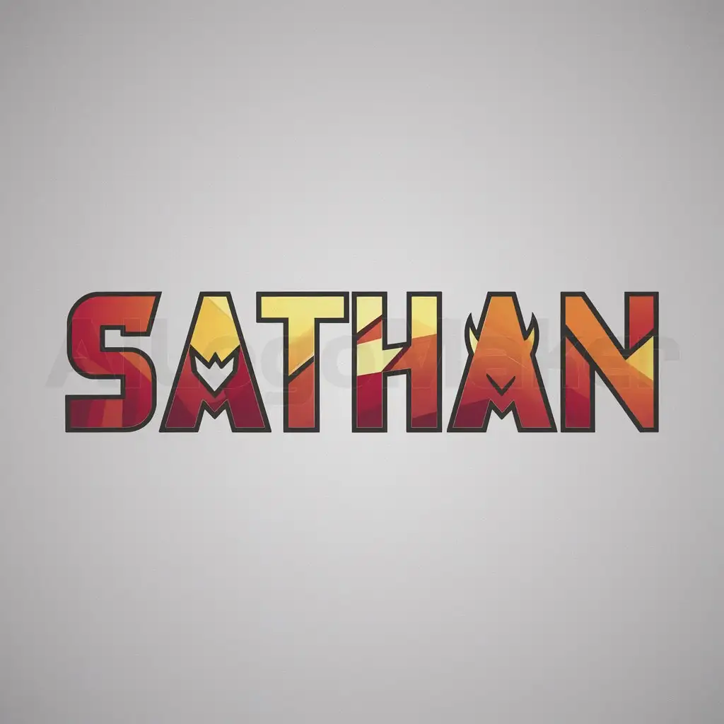 a logo design,with the text "Sathan", main symbol:Sathan,Moderate,be used in Gaming
 industry,clear background
