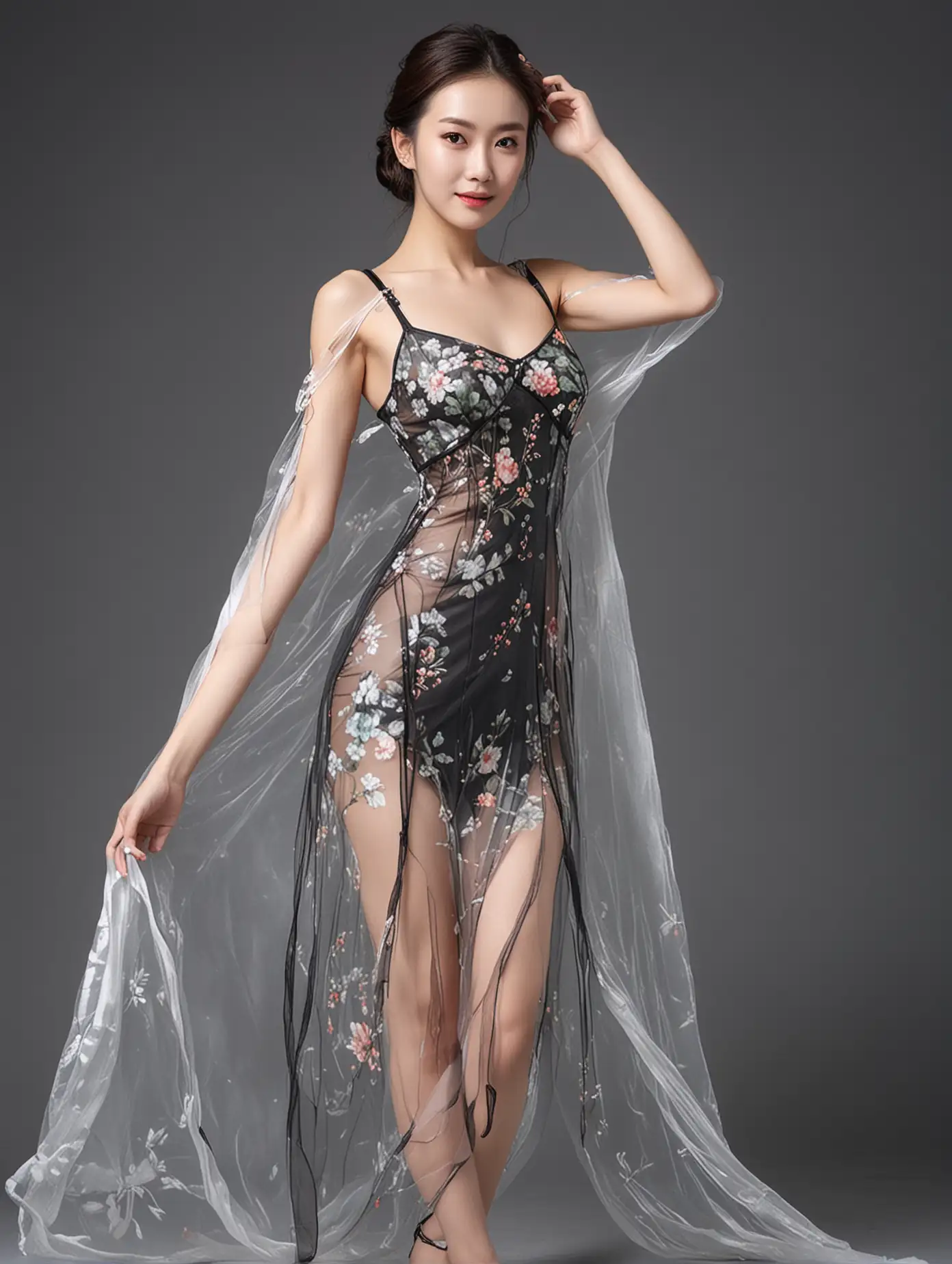 Elegant-Woman-in-Anhui-Strap-Dress-with-Sheer-Fabric