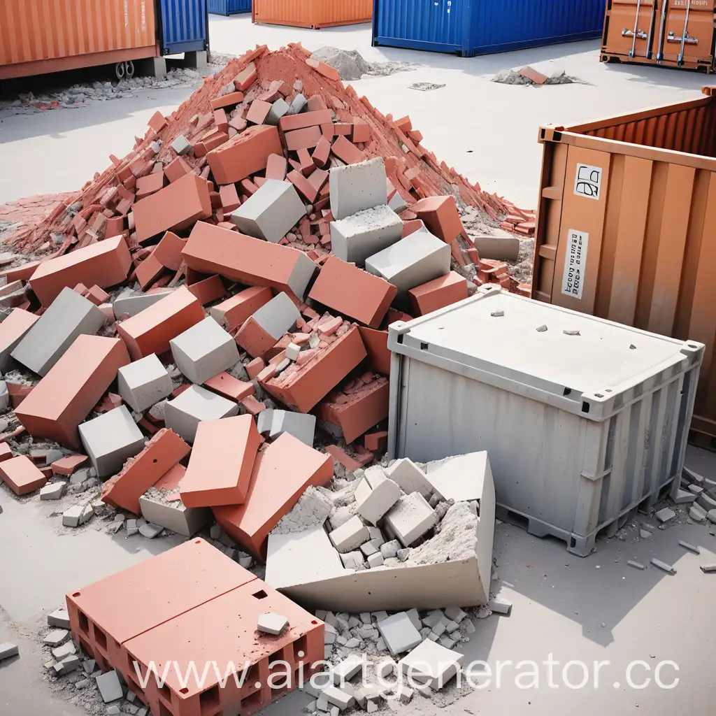 Pile-of-Construction-Waste-and-Debris-Near-Container