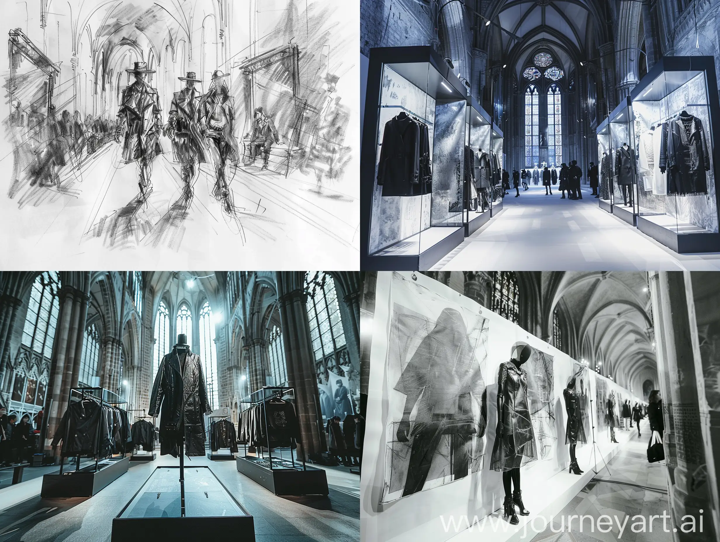 Fashion-Show-in-a-Gothic-Cathedral-Featuring-Leather-Clothing-and-Chinese-Influencers