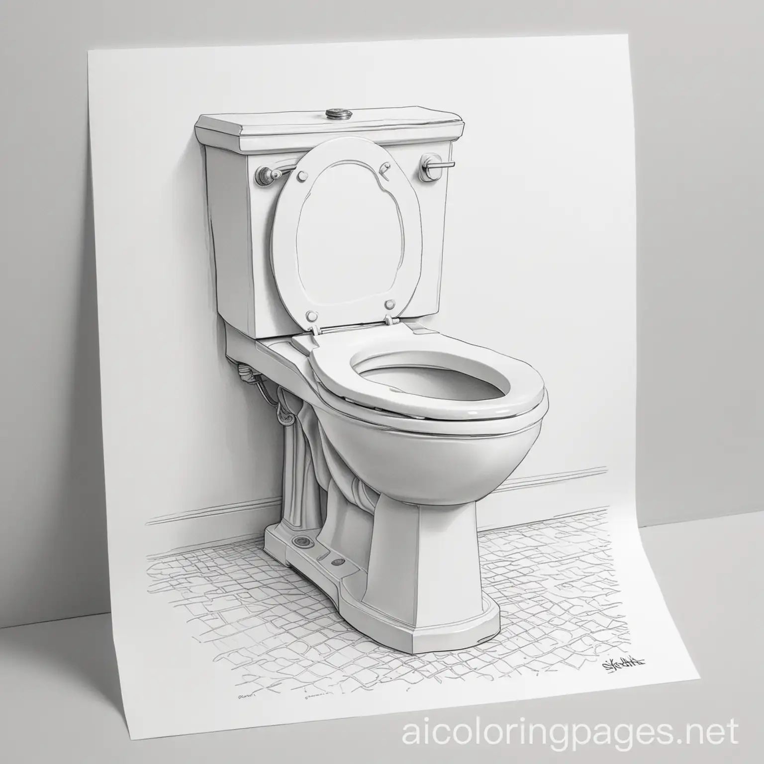 skibbitti toilet 
, Coloring Page, black and white, line art, white background, Simplicity, Ample White Space. The background of the coloring page is plain white to make it easy for young children to color within the lines. The outlines of all the subjects are easy to distinguish, making it simple for kids to color without too much difficulty