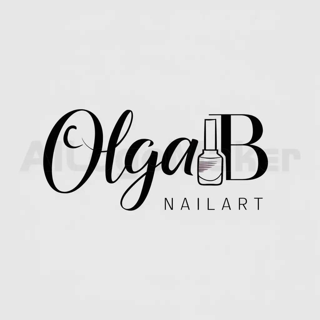 a logo design,with the text 'Olga B NailArt', main symbol:nail polish,Moderate,be used in Manicure industry,clear background