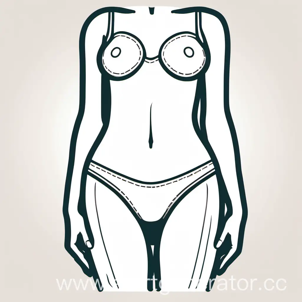a drawn outline of a woman's body in underwear, thin lines in full growth