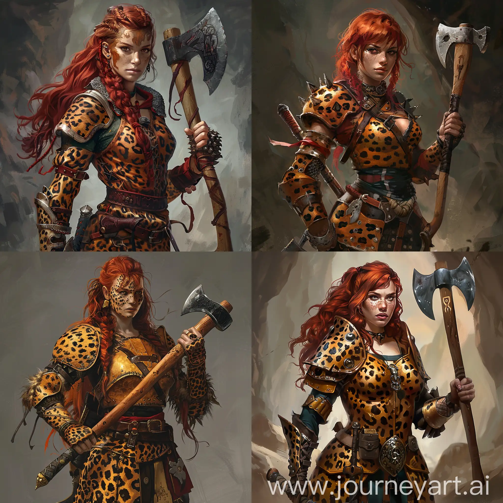 Fierce-RedHaired-Warrior-in-Leopard-Armor-with-Axe