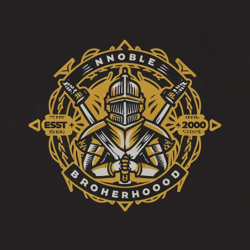 a logo design,with the text "NOBLE BROTHERHOOD", main symbol:Knight,complex,be used in Religious industry,clear background