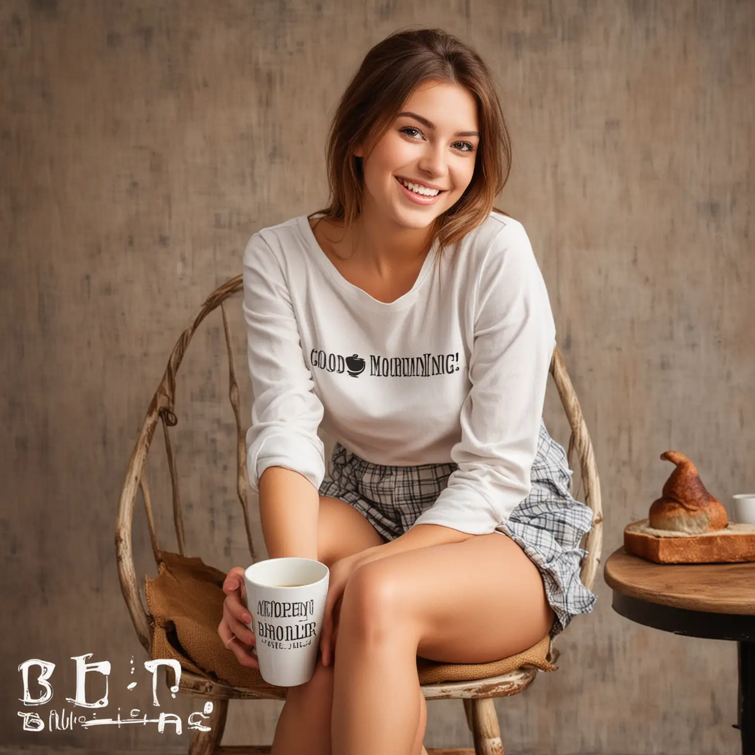 Happy-Young-Woman-Sitting-with-Coffee-Mug-Good-Morning-Broiler