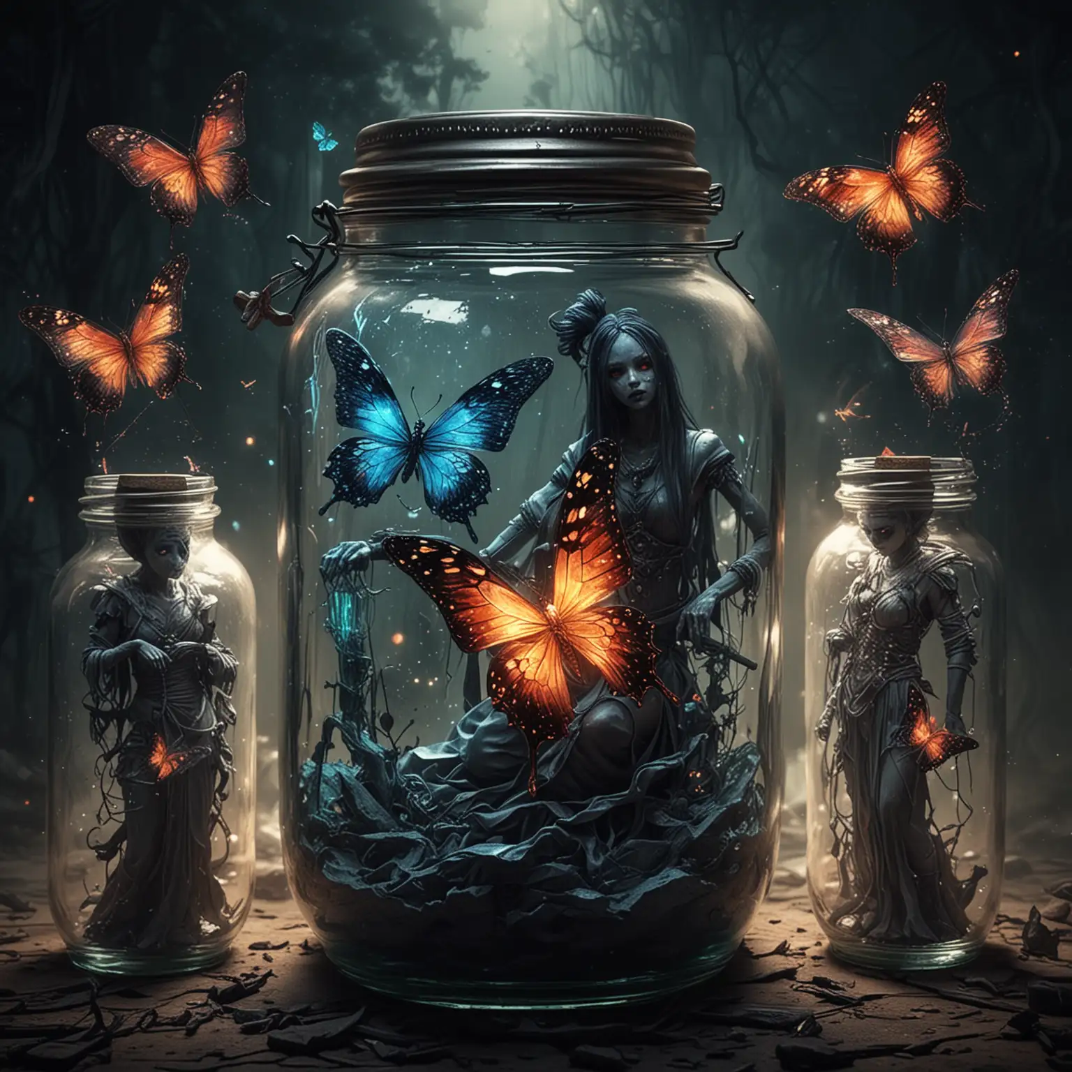 Glowing Poisonous Butterflies Jar in the Quantum Panderverse
