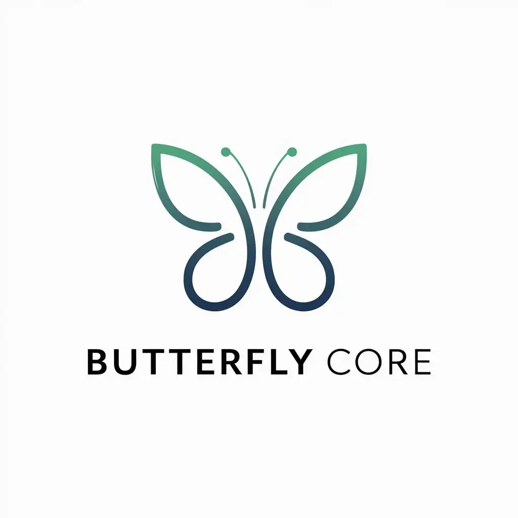 a logo design,with the text "butterfly core", main symbol:butterfly, chip design, minimalist lines, high-tech color scheme,Moderate,be used in Technology industry,clear background