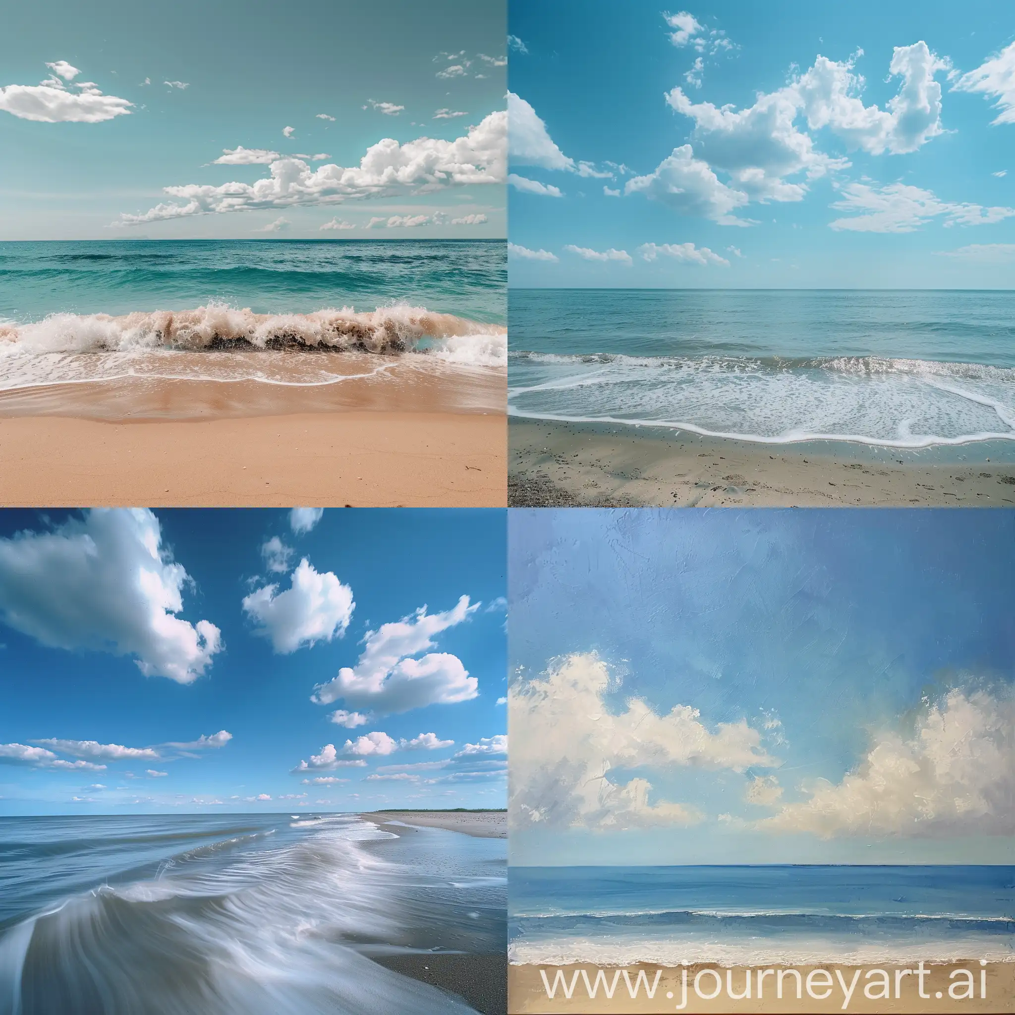 Tranquil-Beach-Horizon-A-Serene-View-of-Sky-Sea-and-Sand