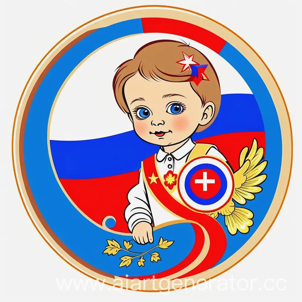 эмблема новое поление, дети флаг россии, круги, без текста, яркие цвета 