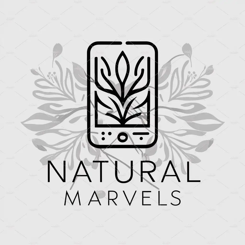 a logo design,with the text "Natural Marvels", main symbol:mobile,complex,be used in Technology industry,clear background