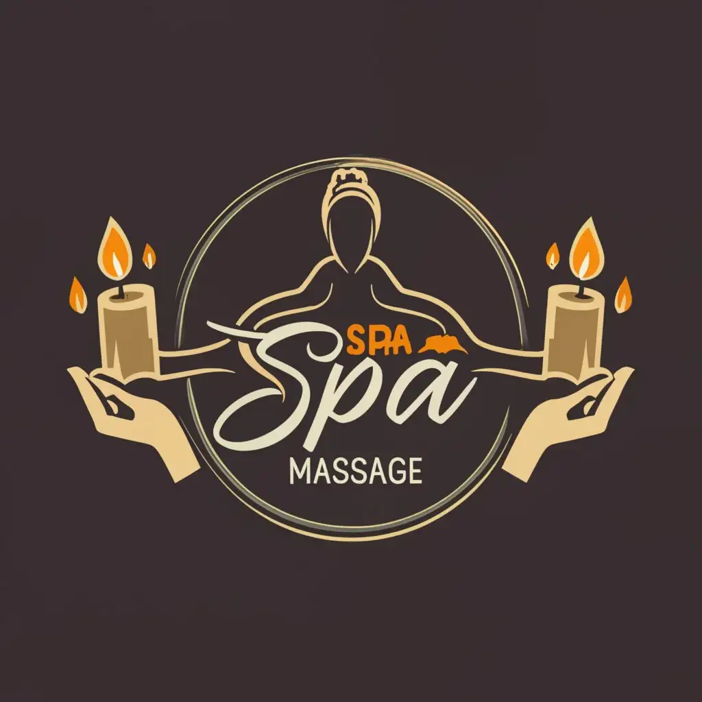 a logo design,with the text "Spa Massage", main symbol:Hands, massage, candles, incense, girl,Moderate,be used in Beauty Spa industry,clear background