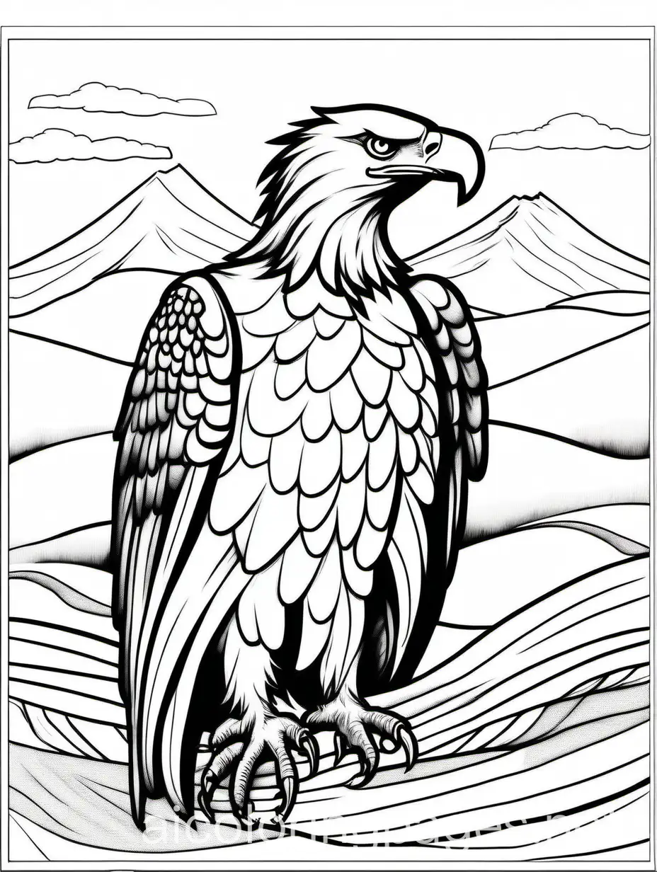 Eagle at sunset, isolated, regal, majestic, dramatic, elaborate, white background, fine art, line art, masterpiece, black and white, Coloring Page, black and white, line art, white background, Simplicity, Ample White Space. The background of the coloring page is plain white to make it easy for young children to color within the lines. The outlines of all the subjects are easy to distinguish, making it simple for kids to color without too much difficulty, Coloring Page, black and white, line art, white background, Simplicity, Ample White Space. The background of the coloring page is plain white to make it easy for young children to color within the lines. The outlines of all the subjects are easy to distinguish, making it simple for kids to color without too much difficulty