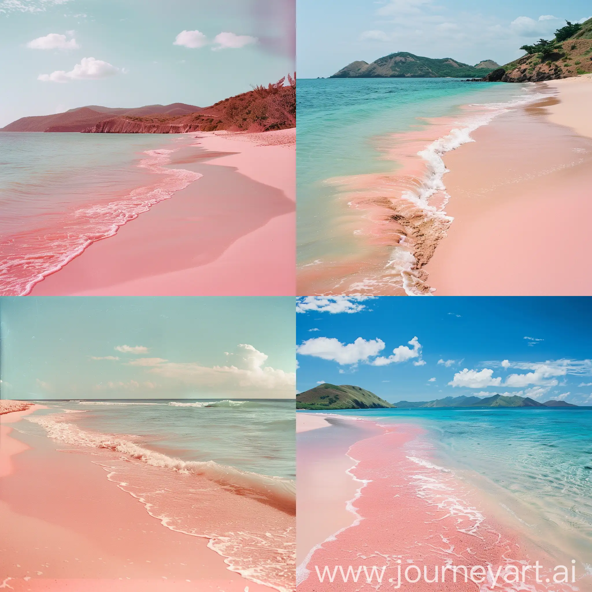 Tranquil-Pink-Beach-Scene-with-Clear-Turquoise-Waters