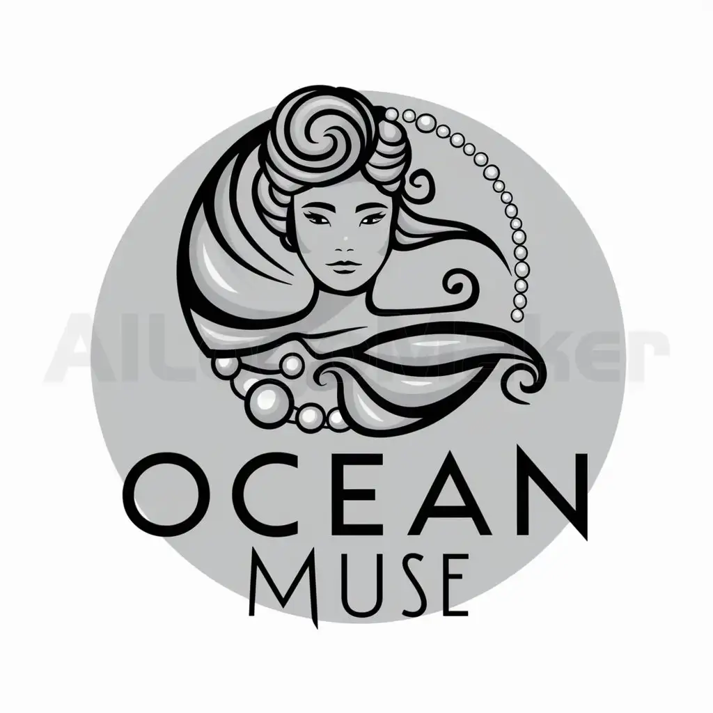 a logo design,with the text "OCEAN MUSE", main symbol:Pearl goddess ocean,Moderate,clear background