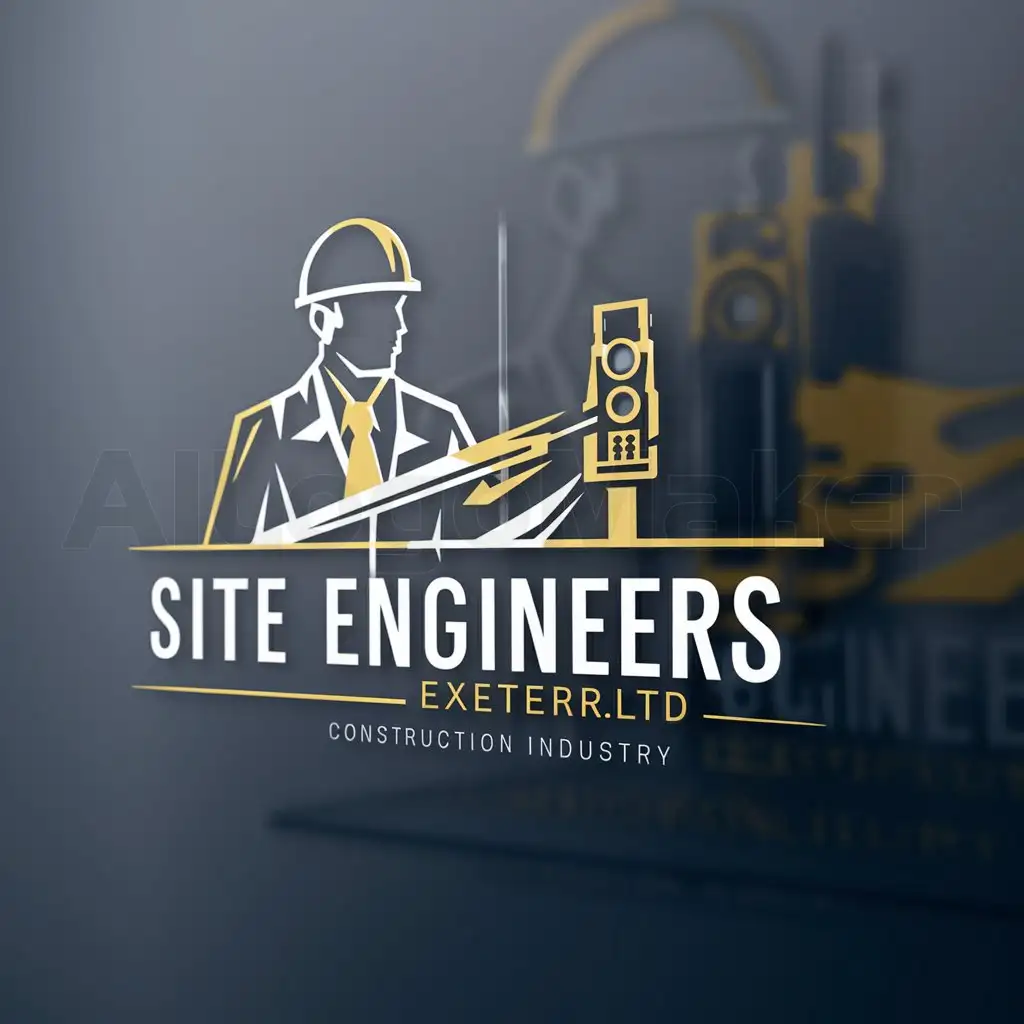 a logo design,with the text "Site Engineers ExeterLtd.", main symbol:Engineer & total station,Moderate,be used in Construction industry,clear background