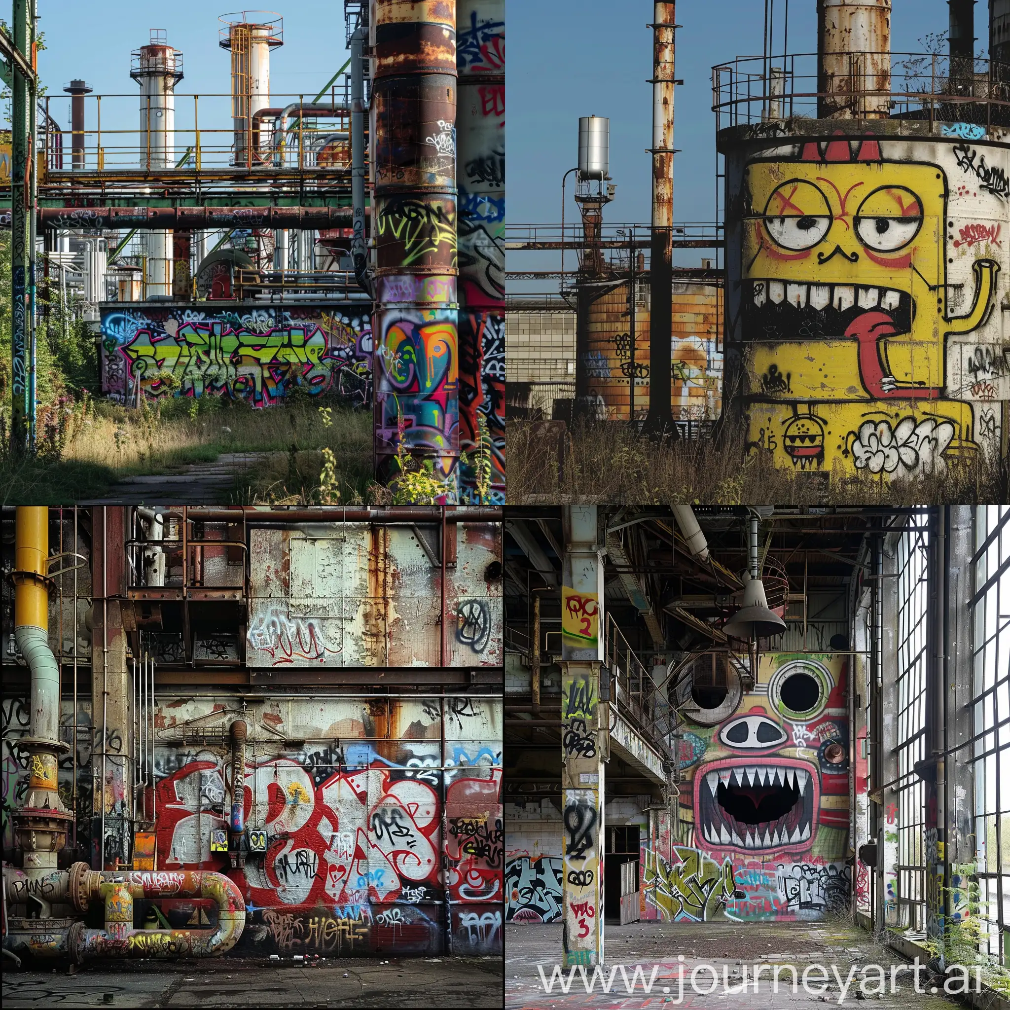 graffiti, industrial plants