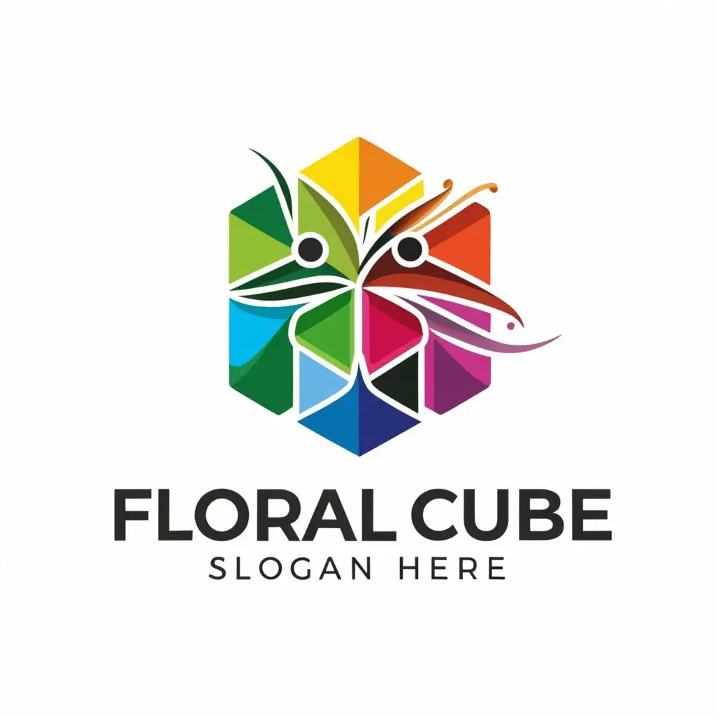 a logo design,with the text "Floral Cube", main symbol:flower , cube,colourful,Moderate,be used in Retail industry,clear background