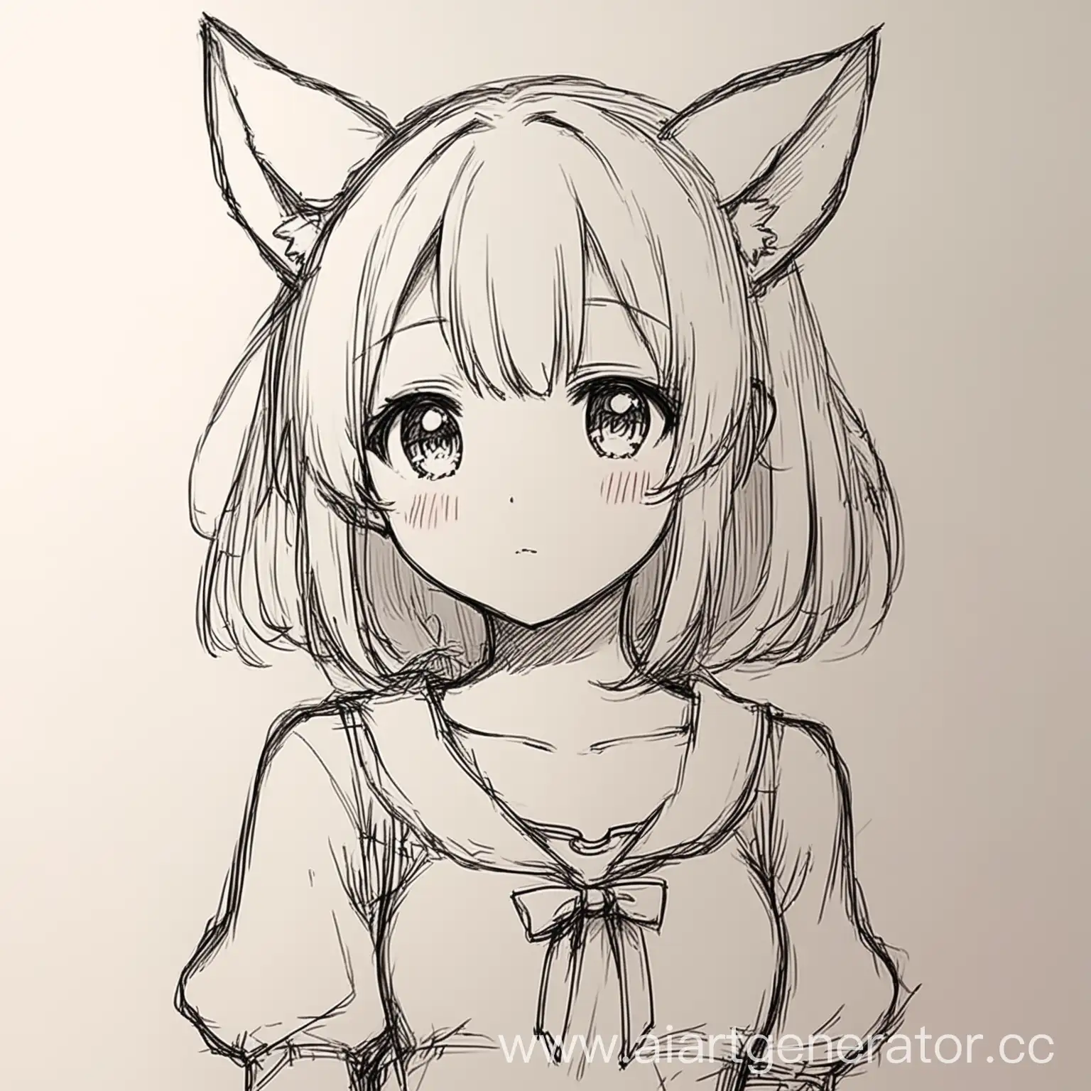 Sketch-Art-of-a-Cute-Anime-Girl-with-Ears