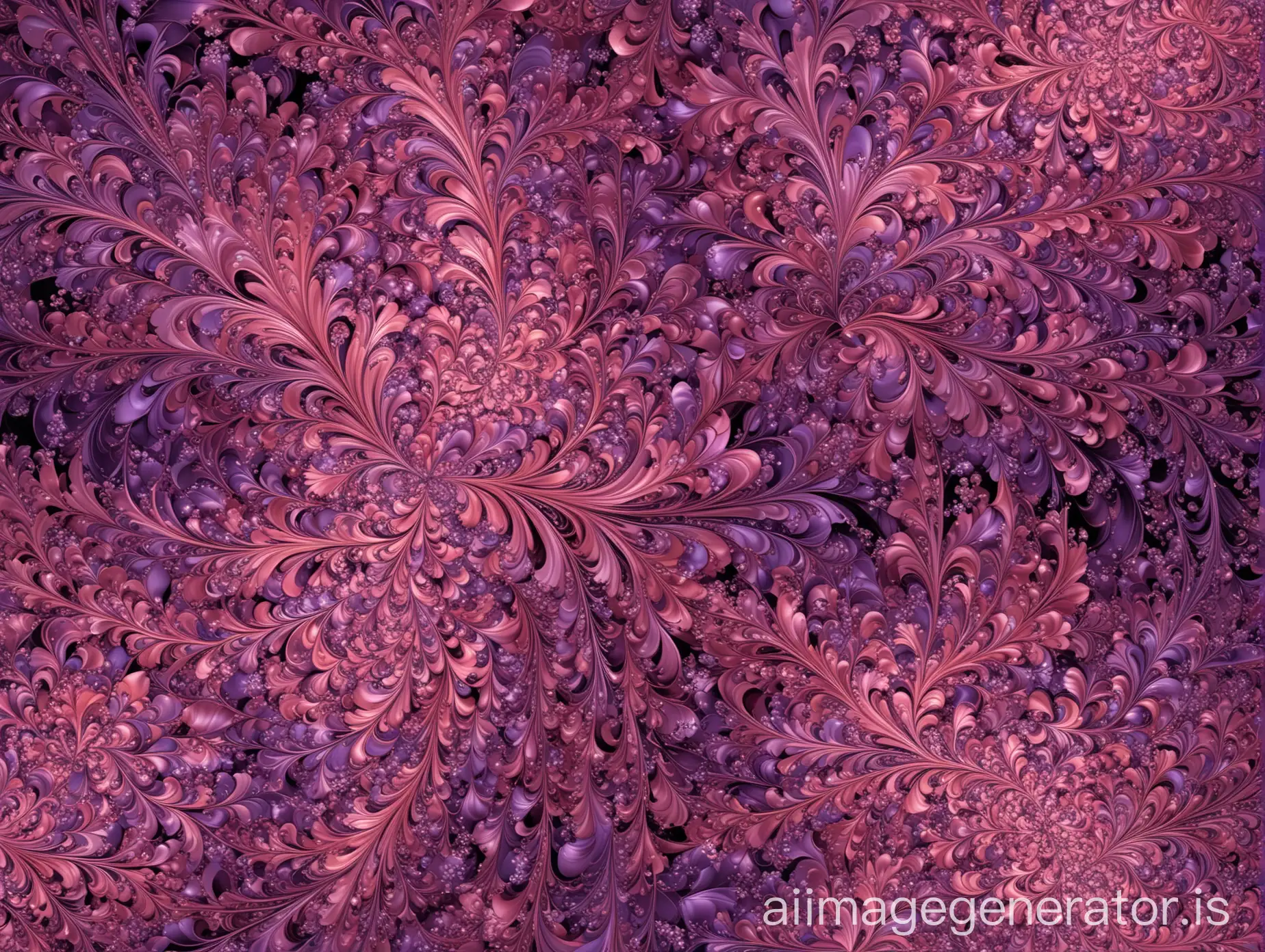 A mesmerizing fractal design featuring repeating patterns of pink and purple hues, created using digital rendering techniques