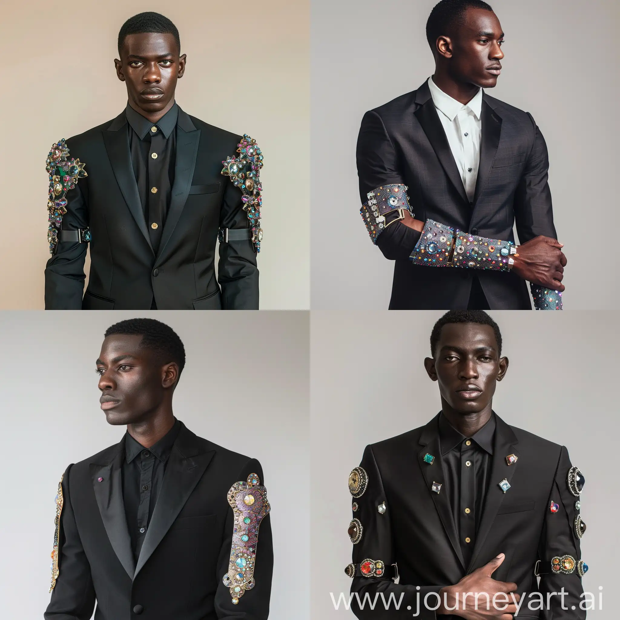 Elegant-Mens-Fashion-Slim-Fit-Black-Suits-with-Gemstone-Forearm-Braces