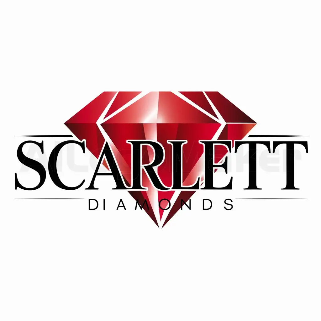 a logo design,with the text "Scarlett Diamonds", main symbol:Un diamant rouge,complex,be used in Entertainment industry,clear background