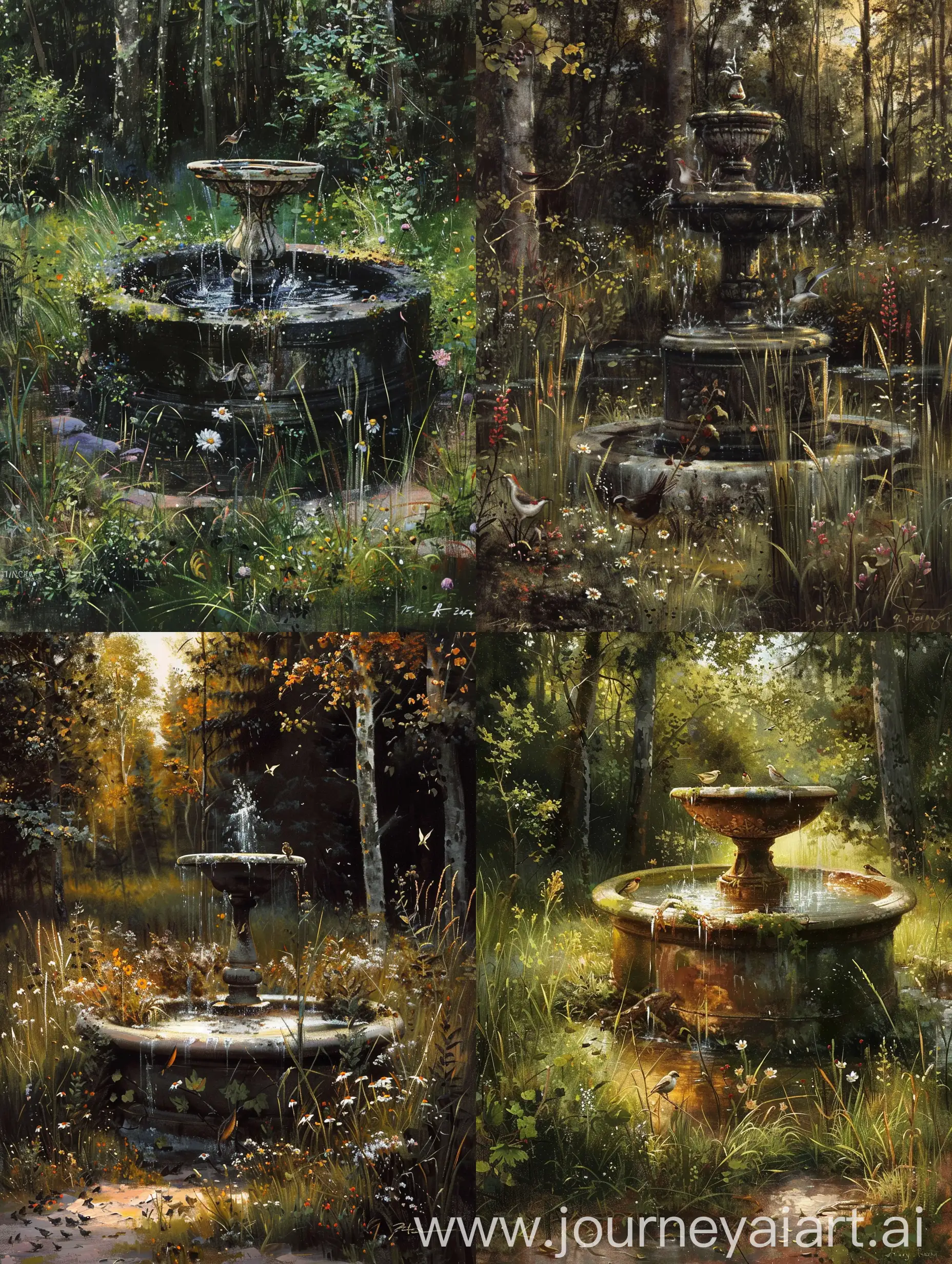 Tranquil-Forest-Fountain-Surrounded-by-Natures-Embrace