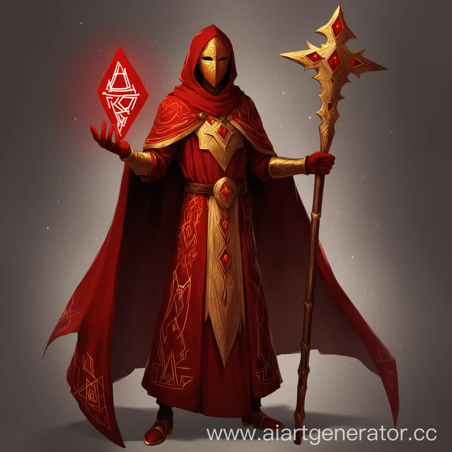 Mystical-Figure-Sarnah-with-CrimsonGolden-Mask-and-Cloak