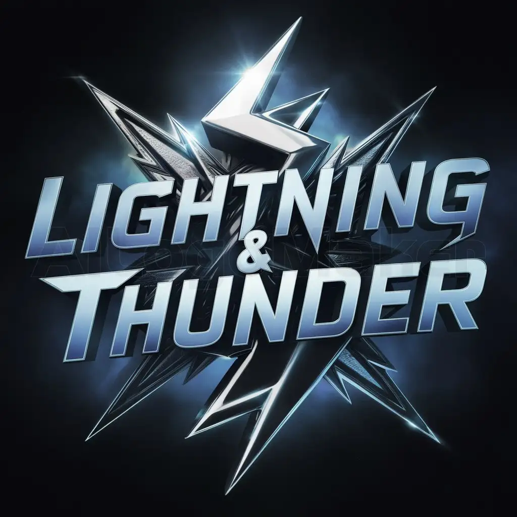 a logo design,with the text "Lightning&Thunder", main symbol:Powerful,3D, dark colors, dark atmosphere, phenomenal  Color :  dark blue gradiant, insanely detailed; 16x9,complex,be used in Entertainment industry,clear background