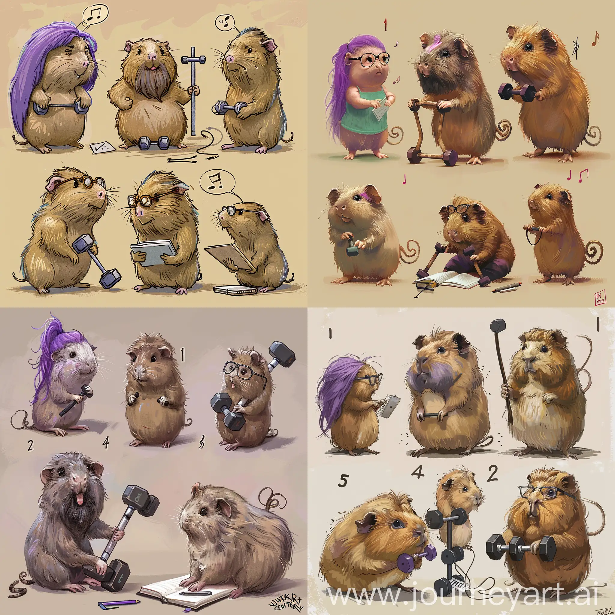 Realistic-Portrait-of-Diverse-Guinea-Pigs-Engaged-in-Various-Activities