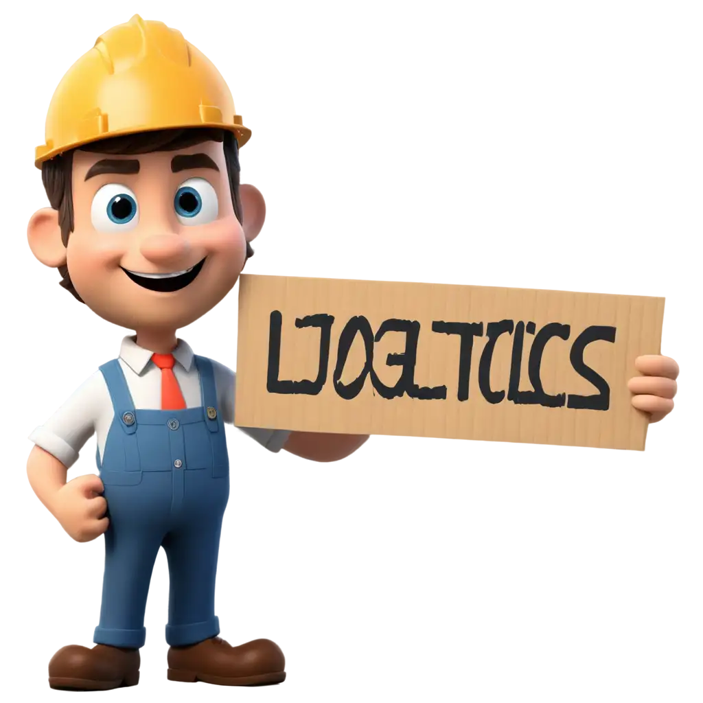 engineer cartoon with sign Logistics