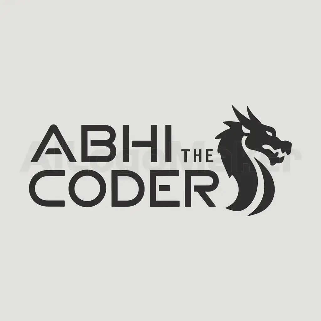 a logo design,with the text "Abhi the coder", main symbol:Dragon,Moderate,be used in Internet industry,clear background