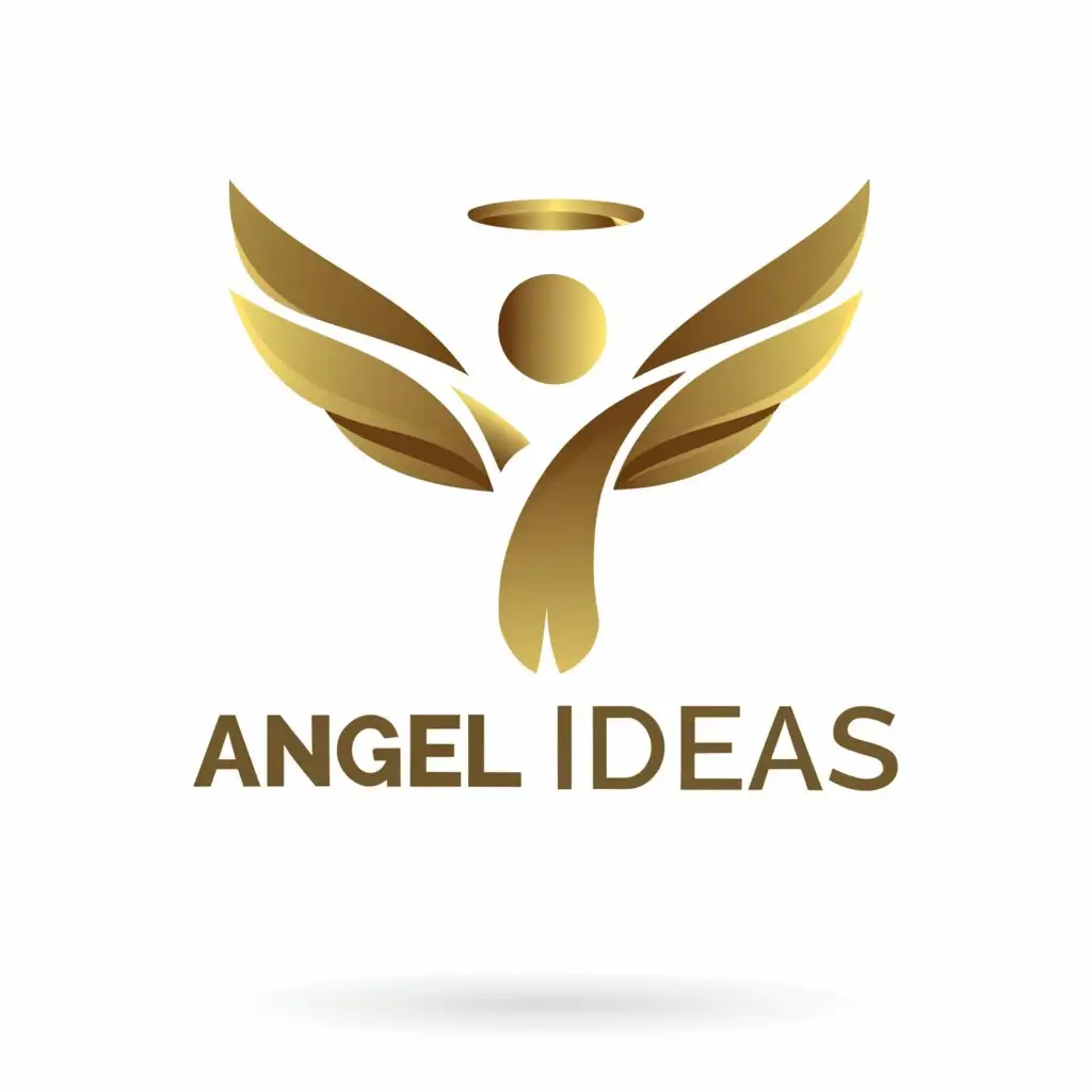 a logo design,with the text "ANGEL IDEAS", main symbol:ANGEL,Minimalistic,clear background