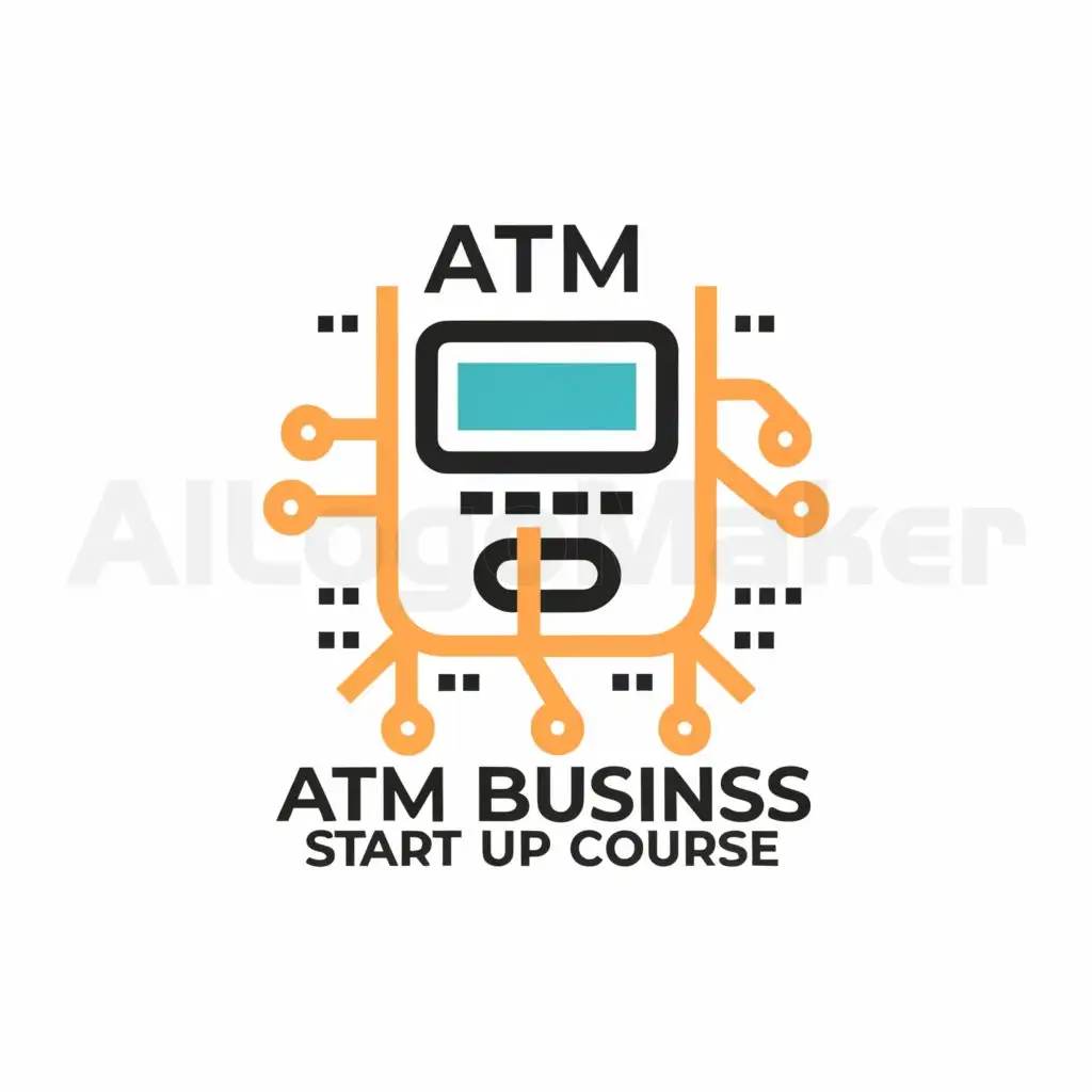 a logo design,with the text "ATM Business Start Up Course", main symbol:ATM Machine,Moderate,clear background