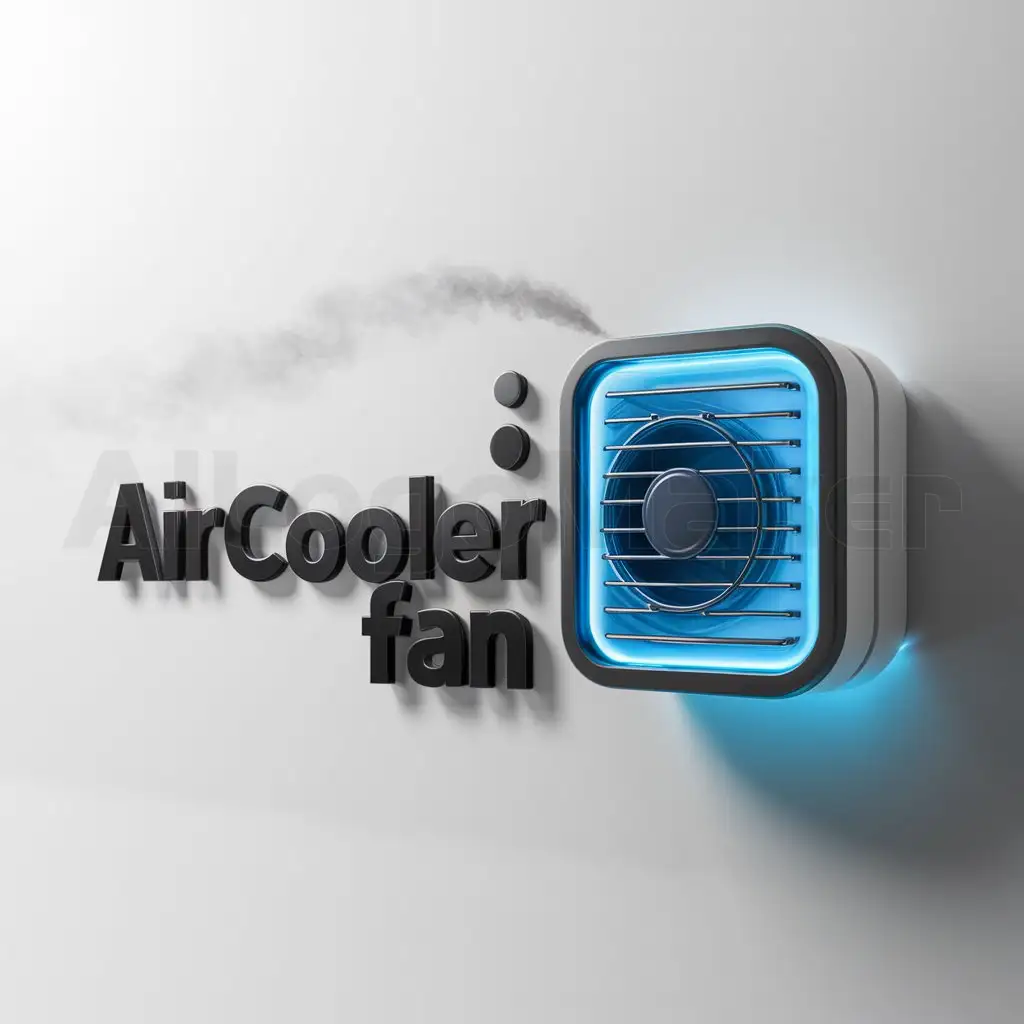 a logo design,with the text "aircoolerfan", main symbol:the logo should make think that we're talking about a mini air conditioner,Moderate,clear background