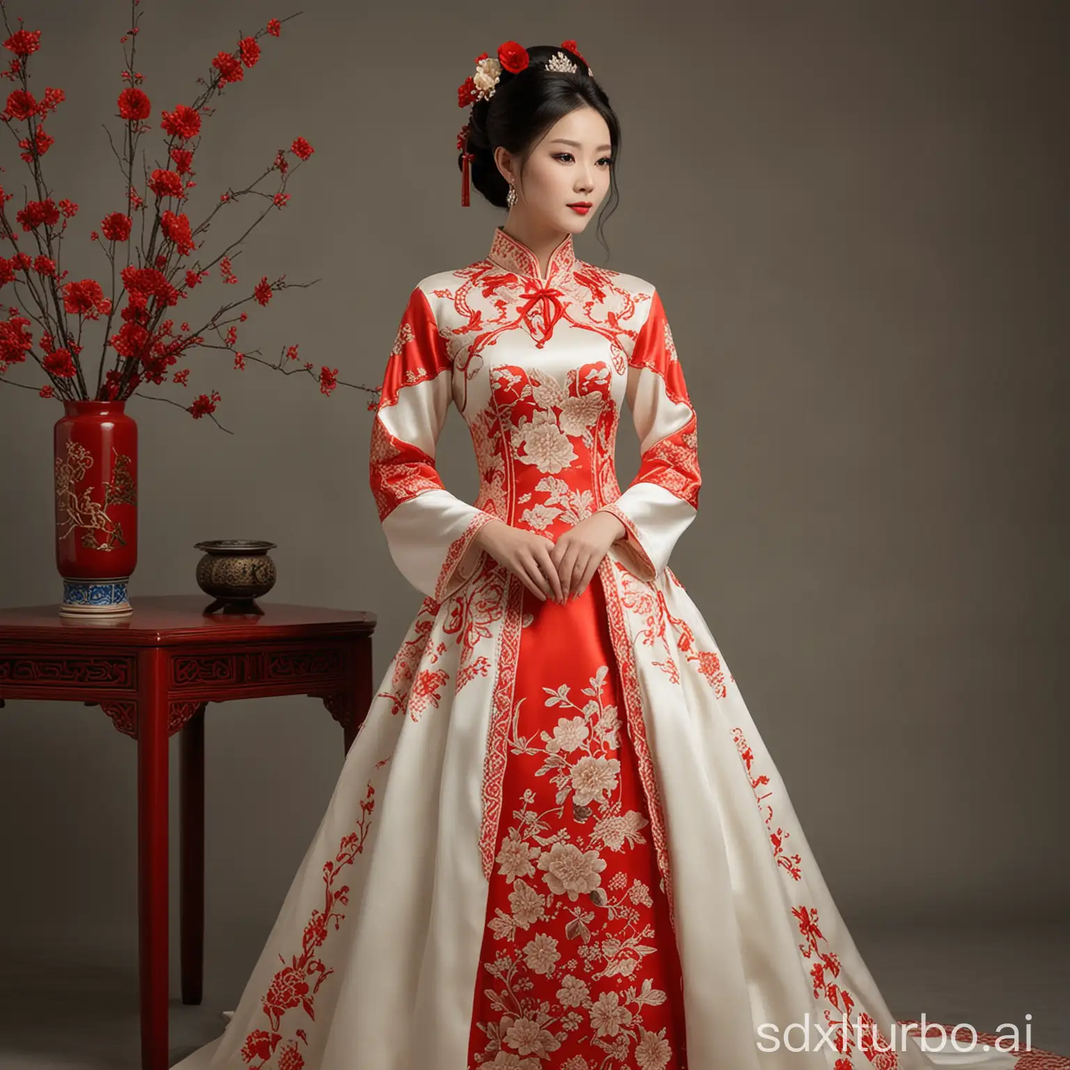 Chinese-style wedding dress, retro wedding dress