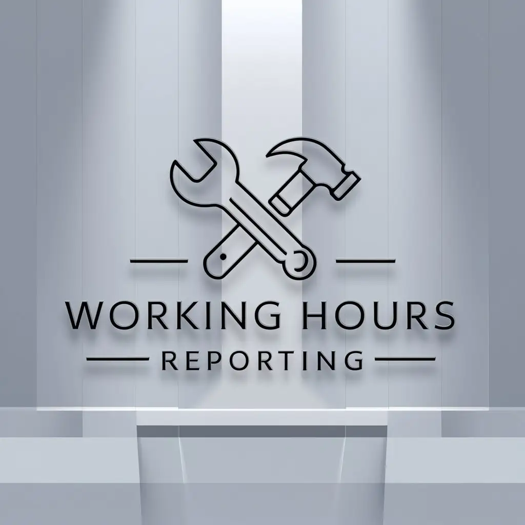 a logo design,with the text "working hours reporting", main symbol:wrench, hammer etc,Moderate,be used in it industry,clear background