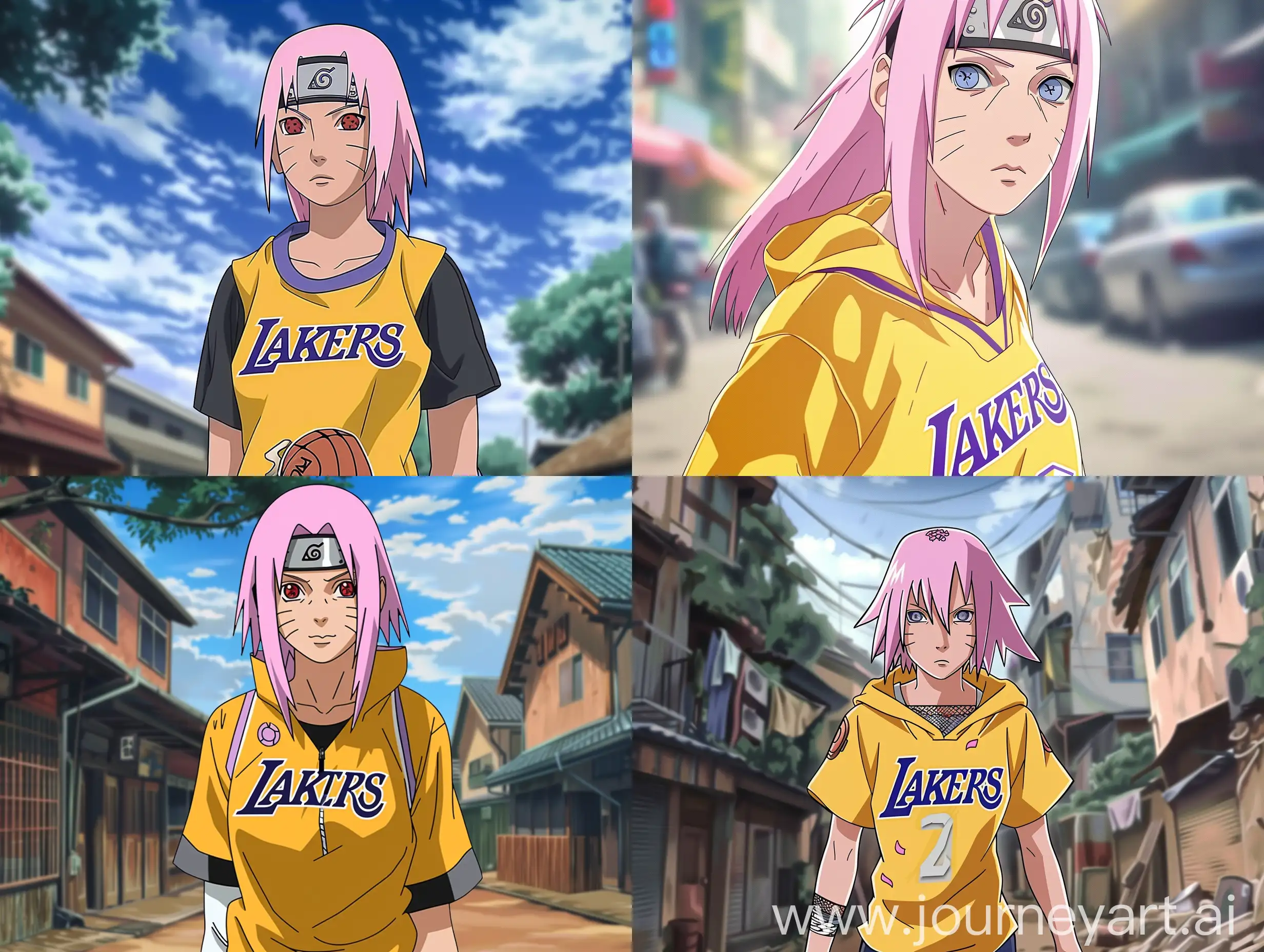 Anime-Character-Sakura-in-Yellow-Lakers-Jersey