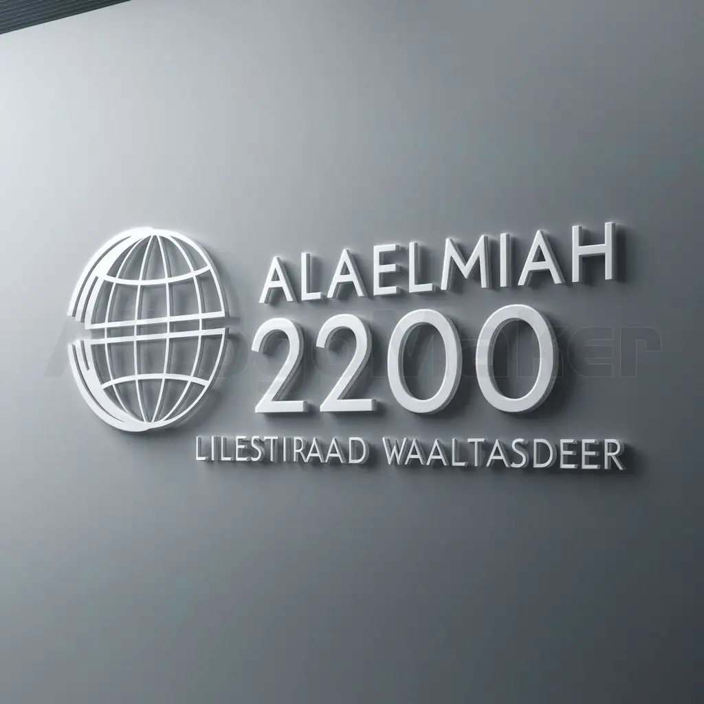 a logo design,with the text "alaelmiah 2000 lilestiraad waaltasdeer", main symbol:global,Moderate,clear background