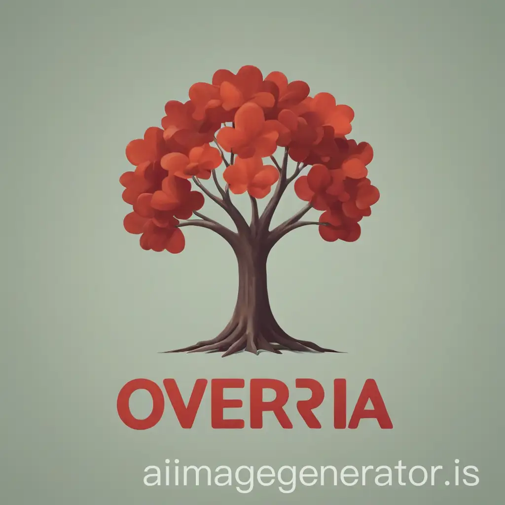 A logo realted to school which reads "Overia". Color palette could be some shade of red and the design can be simple