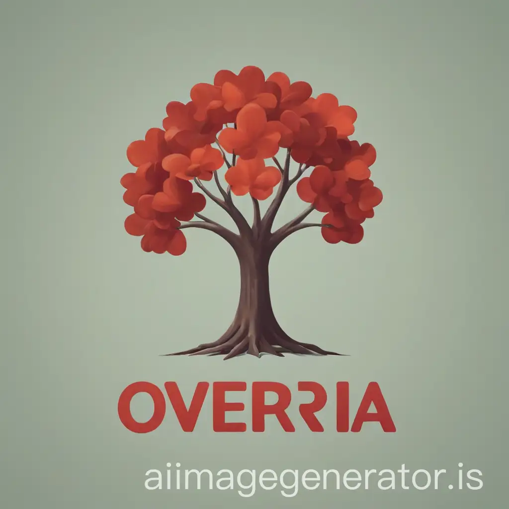 A logo realted to school which reads "Overia". Color palette could be some shade of red and the design can be simple
